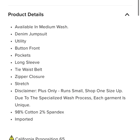 Medium Wash Jumpsuit XS NEW - Picture 3 of 4